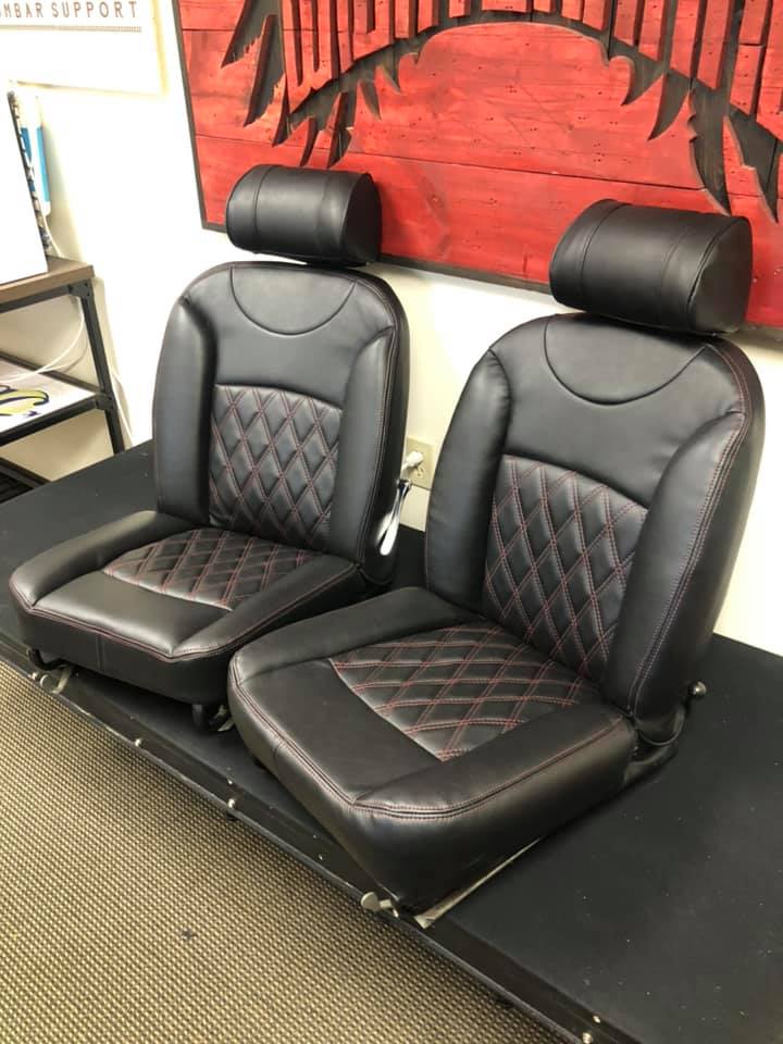 Custom Seamed Black Automotive Seats