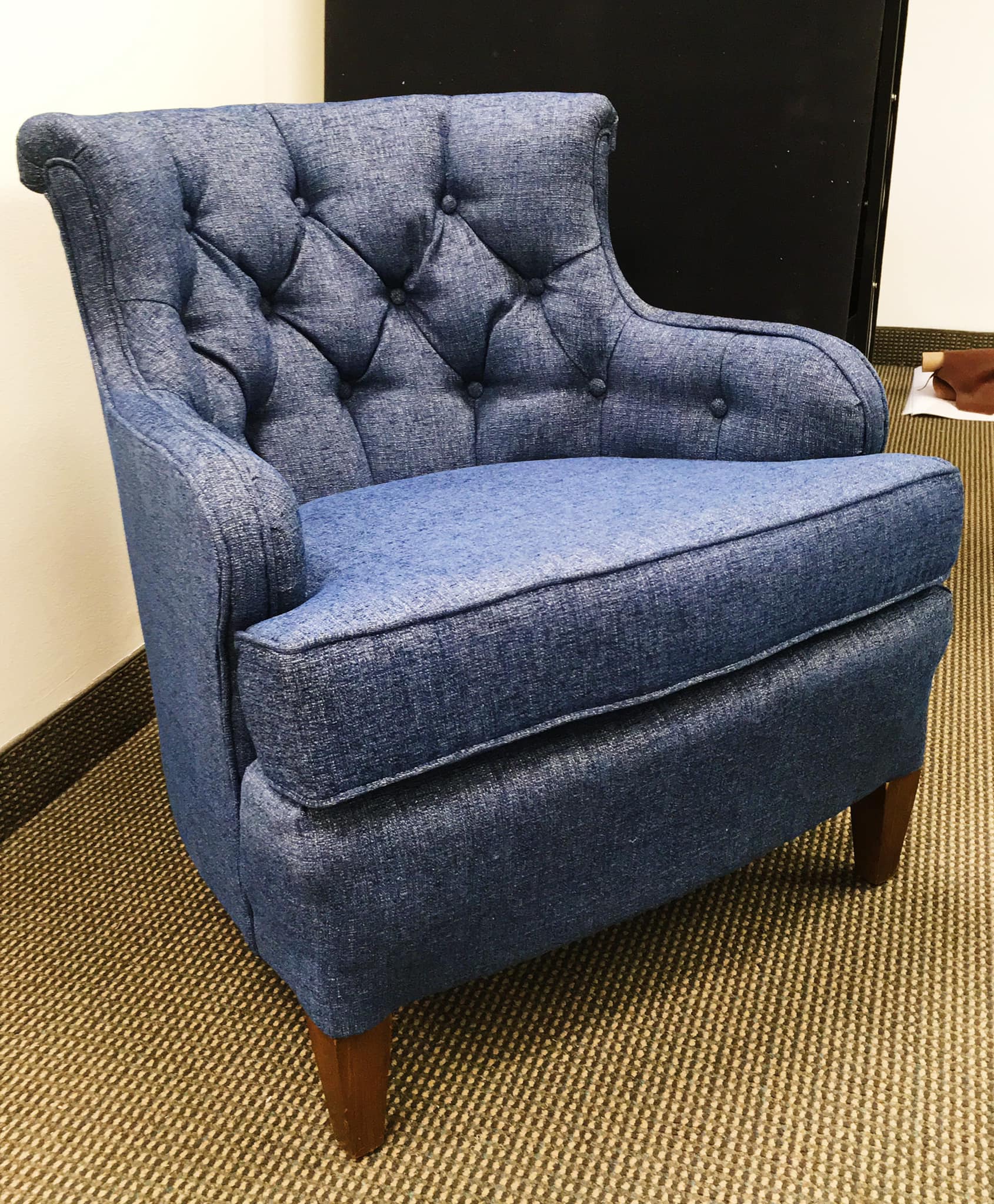 Restored Navy Armchair - Interior Furniture Upholstery
