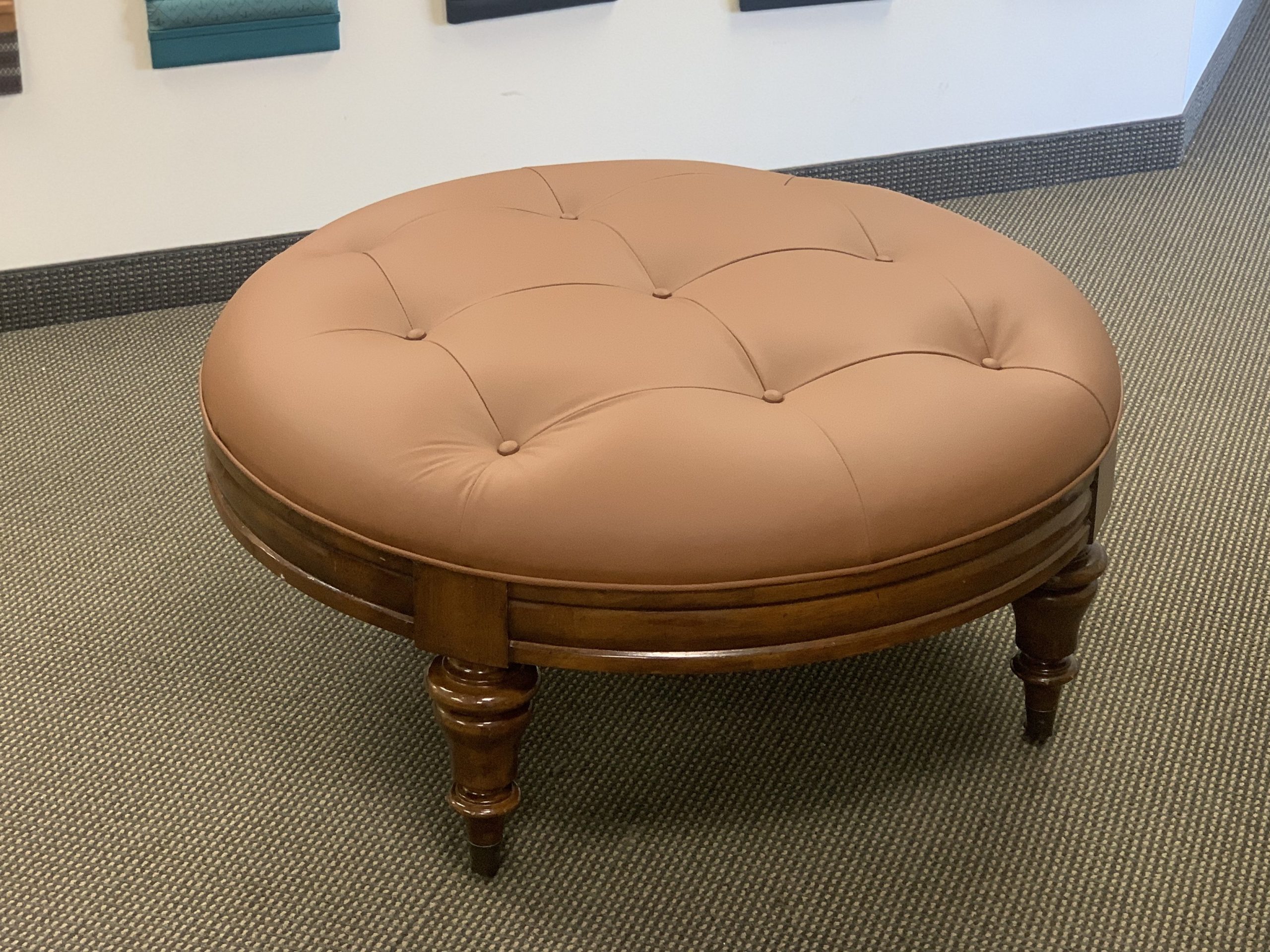 Reupholstered Leather Ottoman